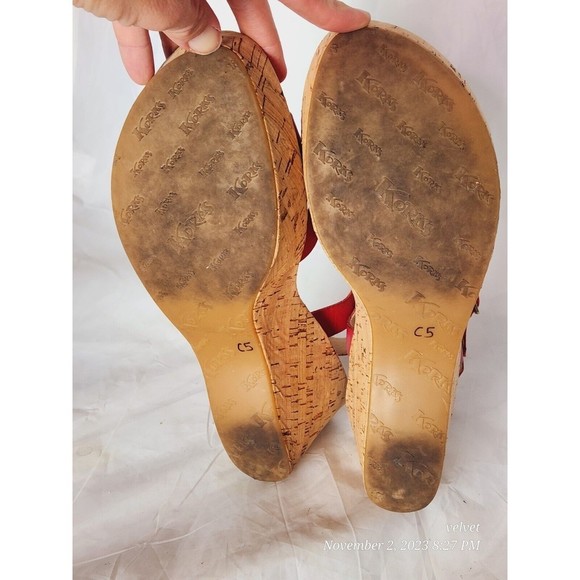 Kork-Ease Q20212 Red Tish Cork Platform Wedge Slingback Leather Sandals Sz 10 - Picture 6 of 14